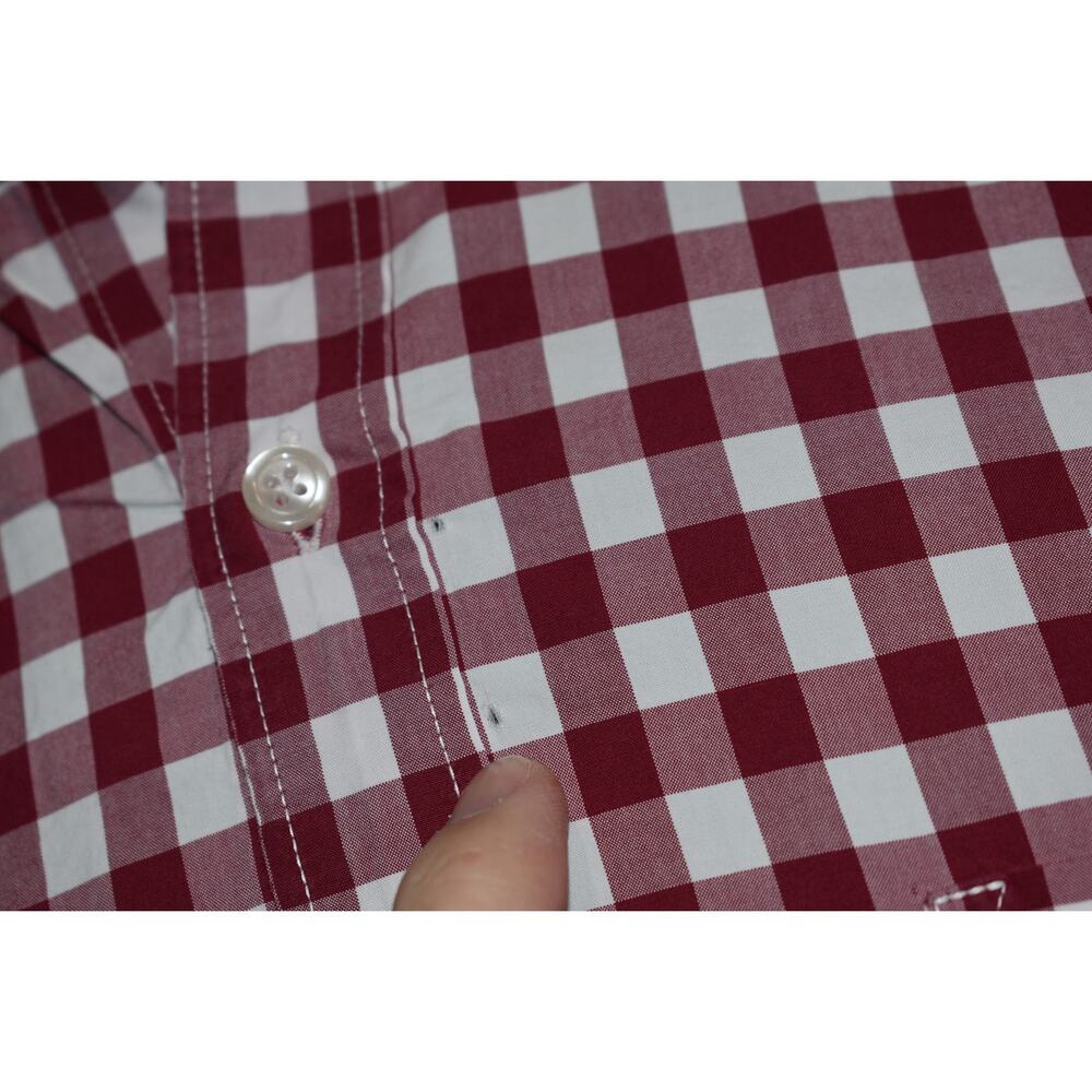 J Crew Dress Shirt Mens Size Large Fit Red White Gingham Plaids - Picture 5 of 7